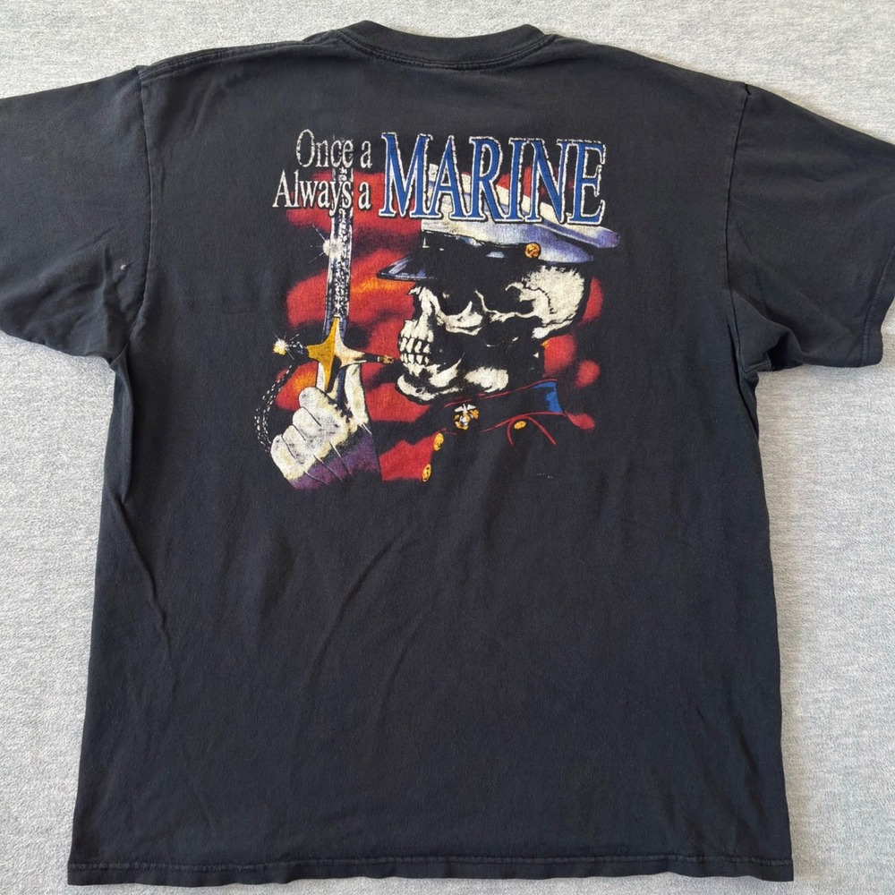 Trunk Mens Born Free Eagle Marine Skull Graphic T-Shirt Black XL USMC Biker